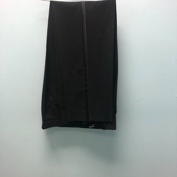 Black Adjustable Tuxedo Pants with Satin Trim; Sample, EUC, Wedding Mason Prom - Picture 4 of 10